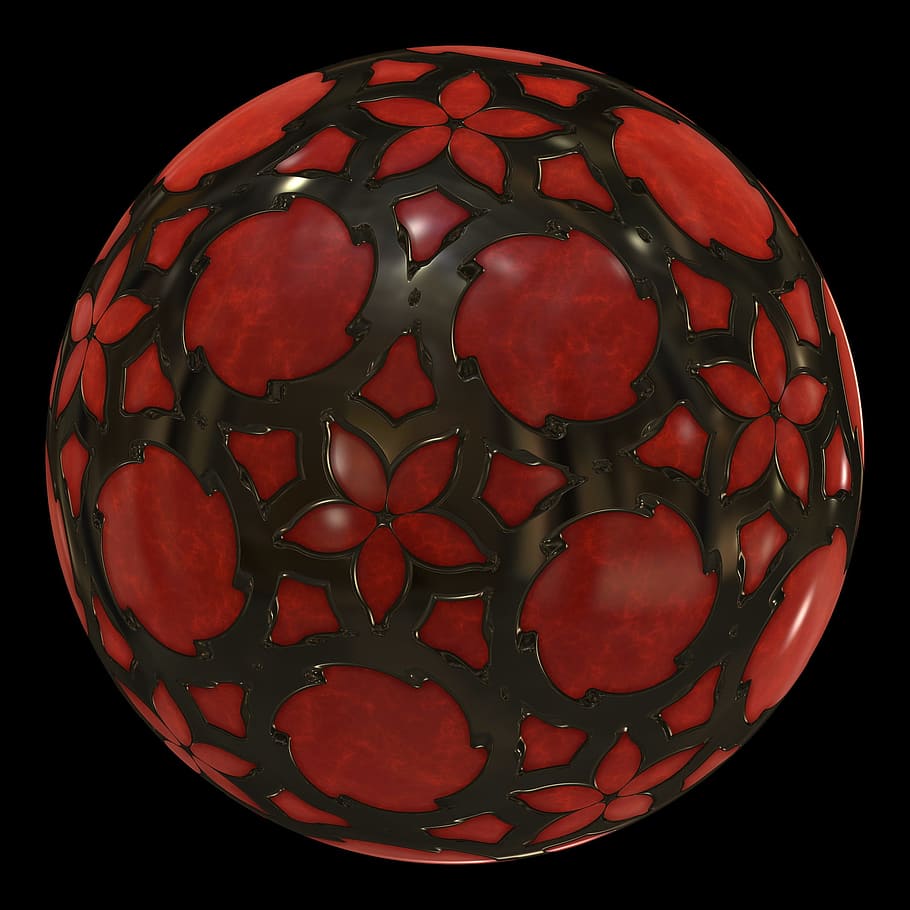 black and red floral ball decor, sphere, orb, decoration, indoors HD wallpaper