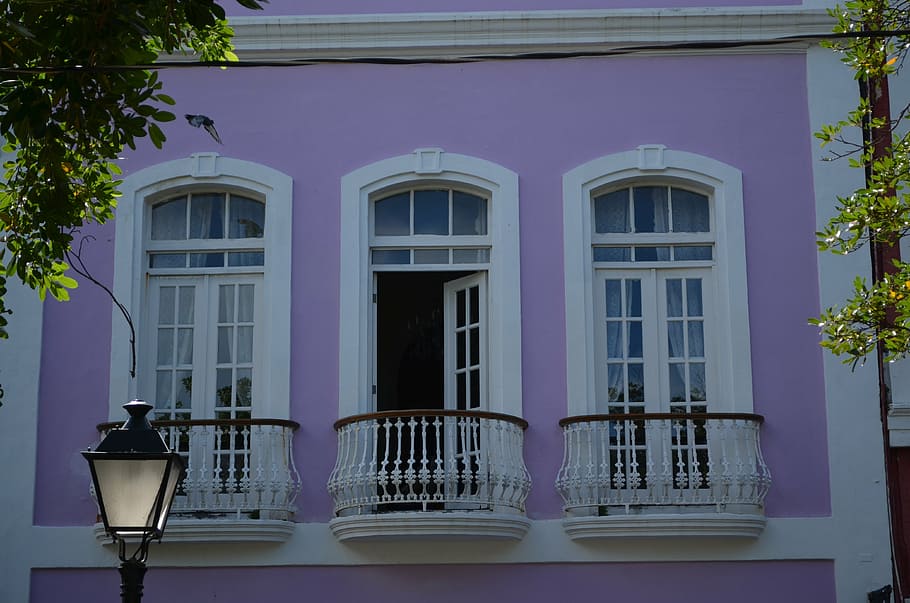 san juan, puerto rico, windows, architecture, house, facade, HD wallpaper