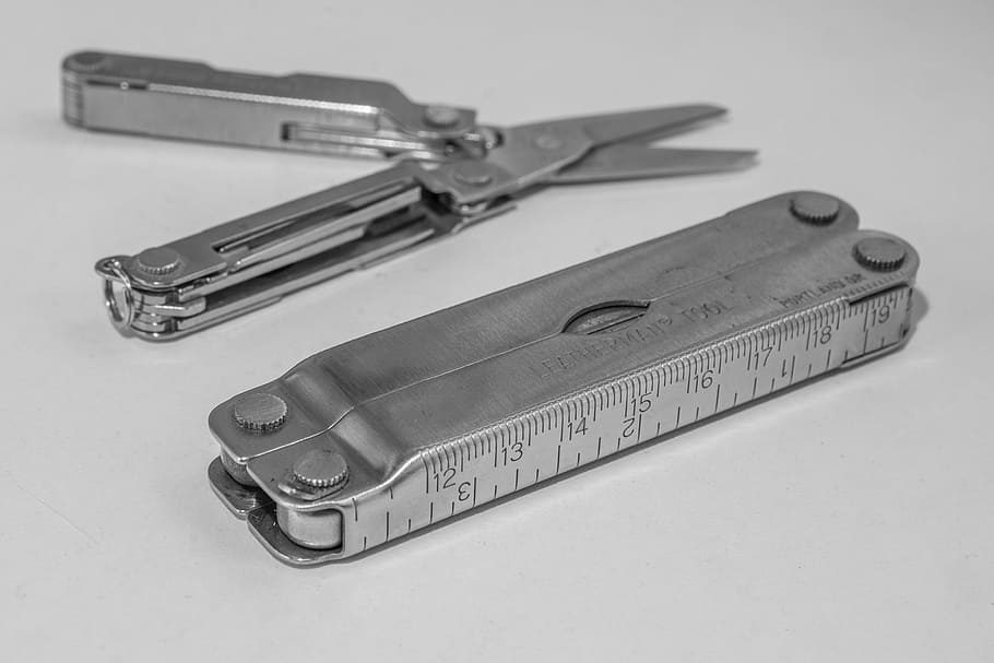 equipment, tool, multifunction, leatherman, sharp, studio shot