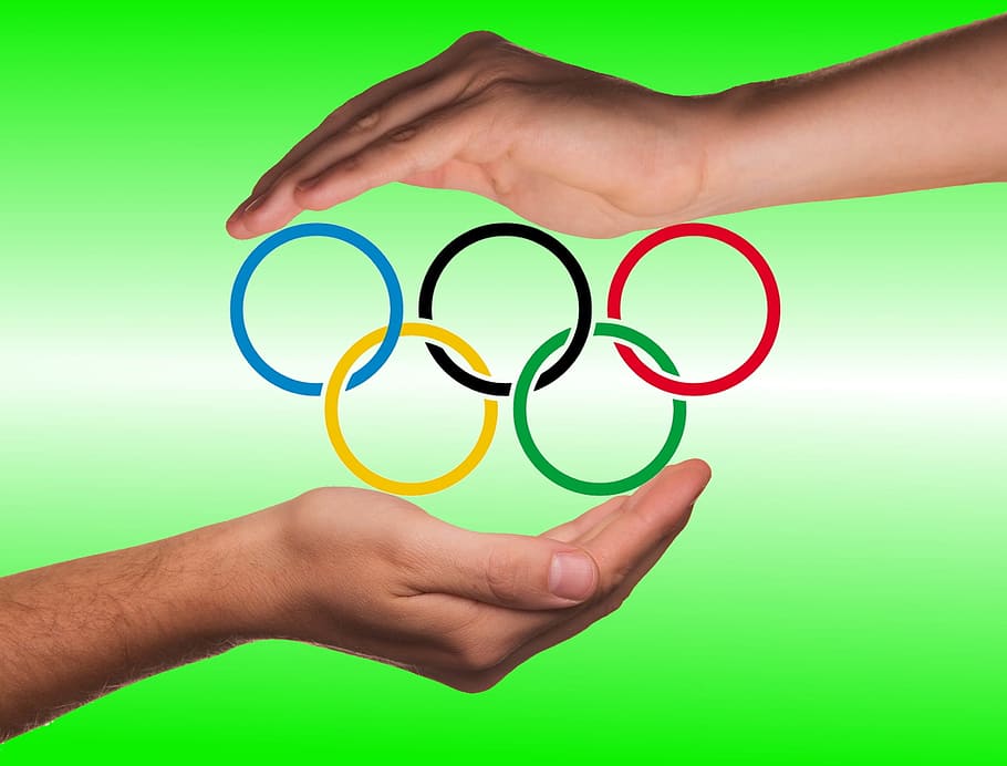 Olympics logo, hands, protection, olympic rings, olympiad, olympic movement, HD wallpaper