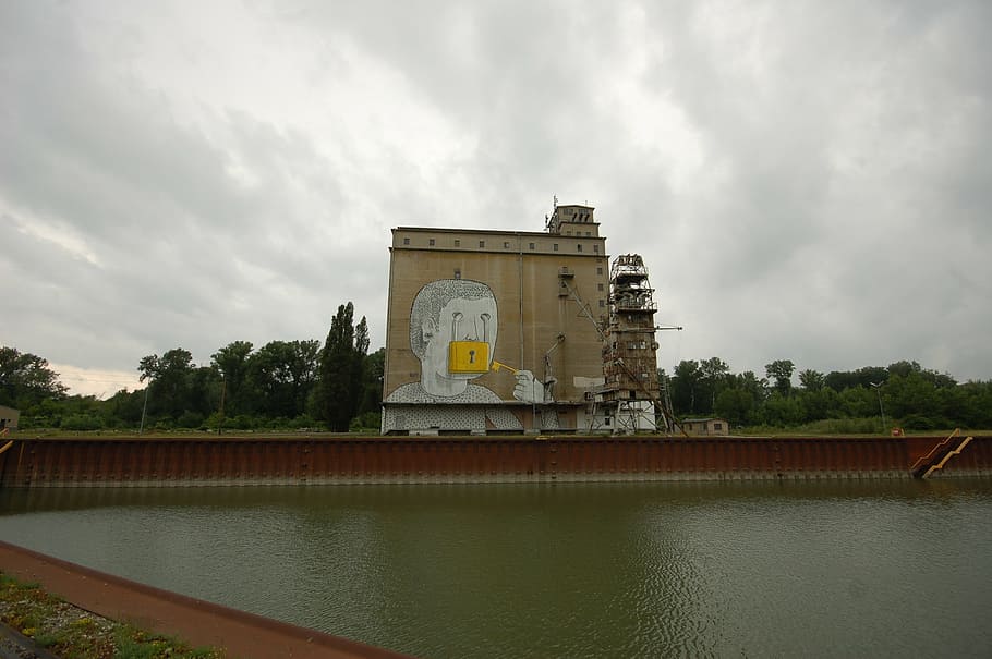 vienna, port, graffity, speechless, mute, silo, architecture HD wallpaper