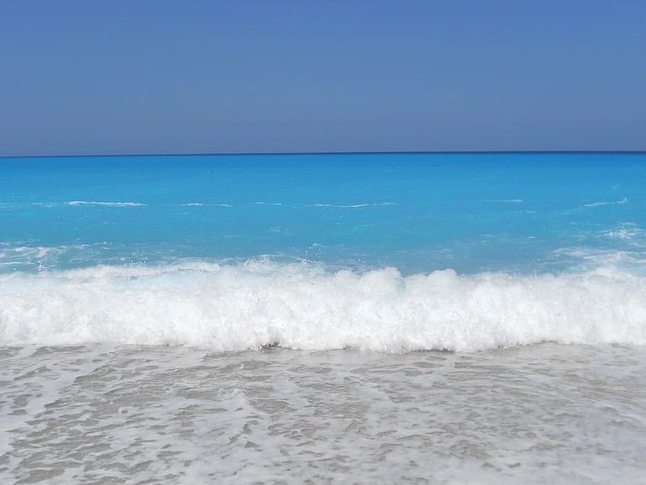 Sea, Water, Blue, Blue, Beach, sky, summer, horizon, day, horizon over water HD wallpaper