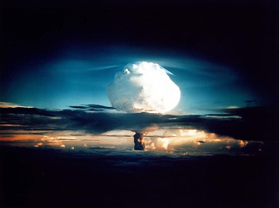 photo, clouds, day, time, hydrogen bomb, atomic bomb, nuclear explosion, HD wallpaper