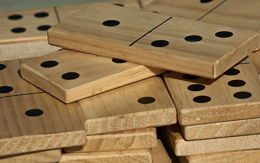 brown domino lot, board game, dominos, play, player, hole, indoors HD wallpaper