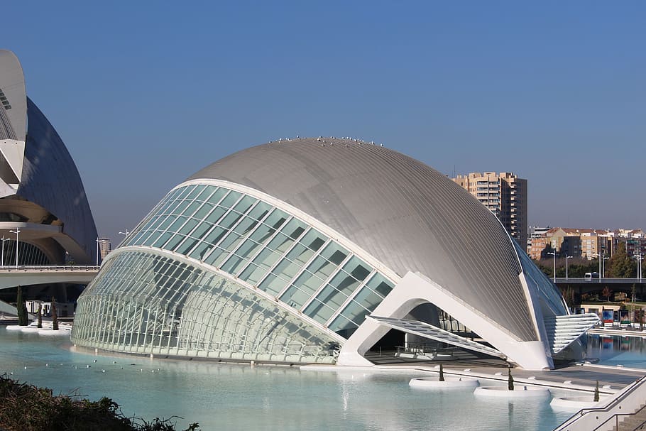 valencia, spain, night, reflex, light, travel, europe, tourism HD wallpaper