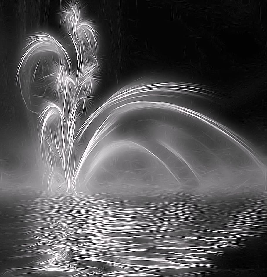 abstract, background, black and white, water, motion, long exposure HD wallpaper