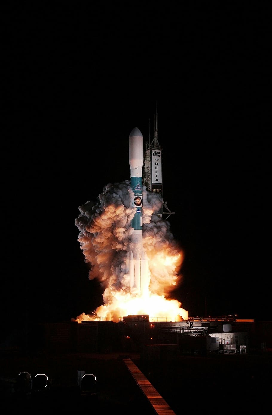 white space shuttle launching during night time, spacecraft, liftoff