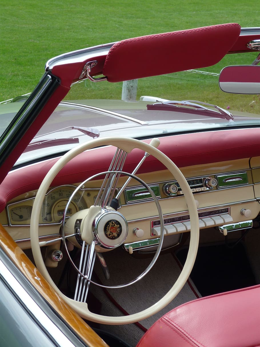 steering wheel, auto, control, interior, oldtimer, dashboard HD wallpaper