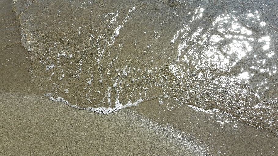 beach, water, sea, wave, bank, light, shallow, mirroring, backgrounds HD wallpaper