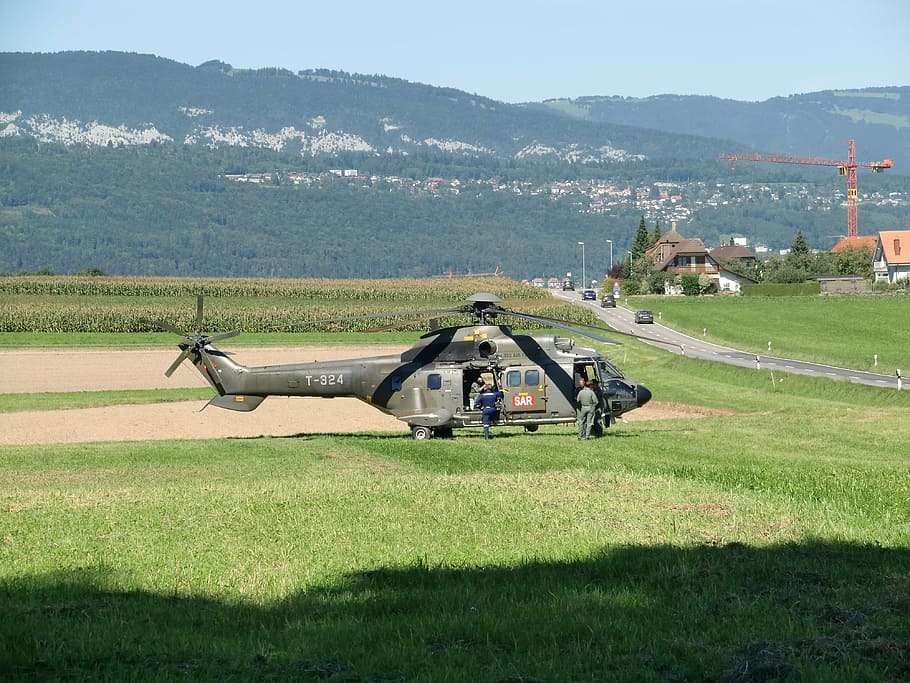helicopter, army, landing, plant, grass, architecture, building exterior HD wallpaper