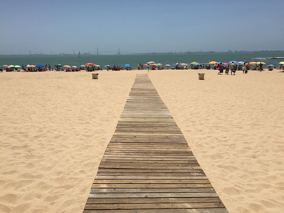 Beach, Path, Coast, Sand, Ocean, Sea, boardwalk, incidental people HD wallpaper