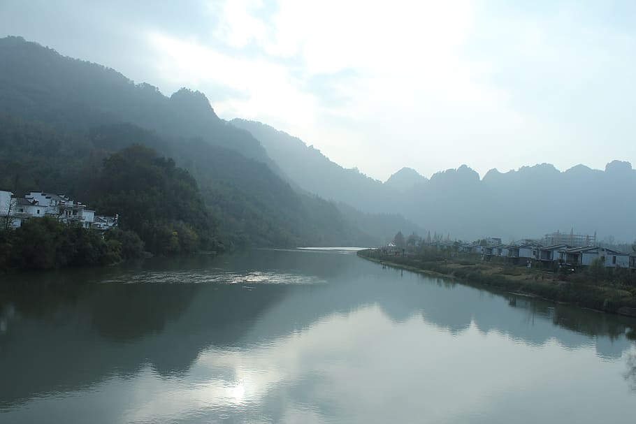 River, Distant, Hills, Reflection, distant hills, nature, tranquil scene HD wallpaper