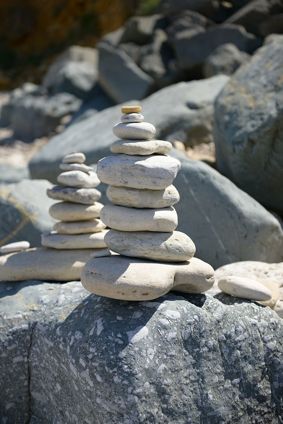 pebbles, beach, pile, rock, stone, coastline, seascape, shore HD wallpaper