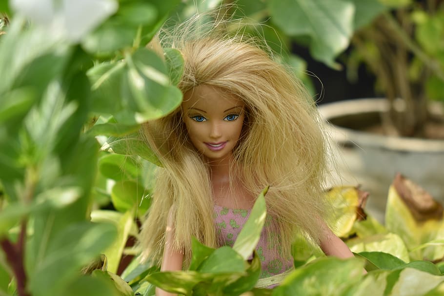 highland lass, doll, barbie, dusky hair, toy, leaf, portrait
