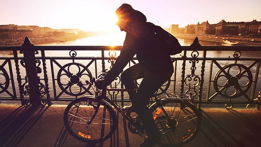 bicycle, bike, bridge, cold, commuting, cycling, cyclist, exercise, HD wallpaper