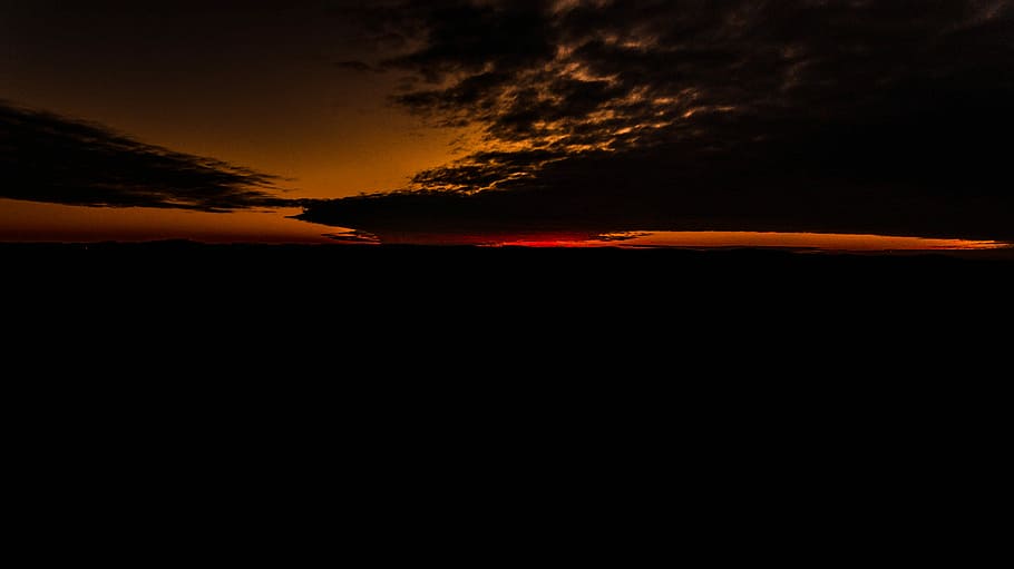 cloudy sky during golden hour, untitled, sunset, scenic, orange sunset HD wallpaper