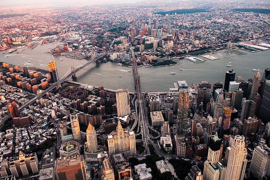 aerial view of New York city during daytime, aerial view of city during daytime HD wallpaper