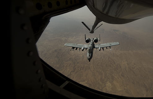 A-10, Warthog, refueling, air vehicle, flying, airplane, transportation HD wallpaper
