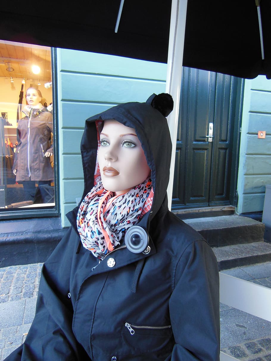 mannequin, doll, detail, ace, shopping, clothes, black, coloured scarf