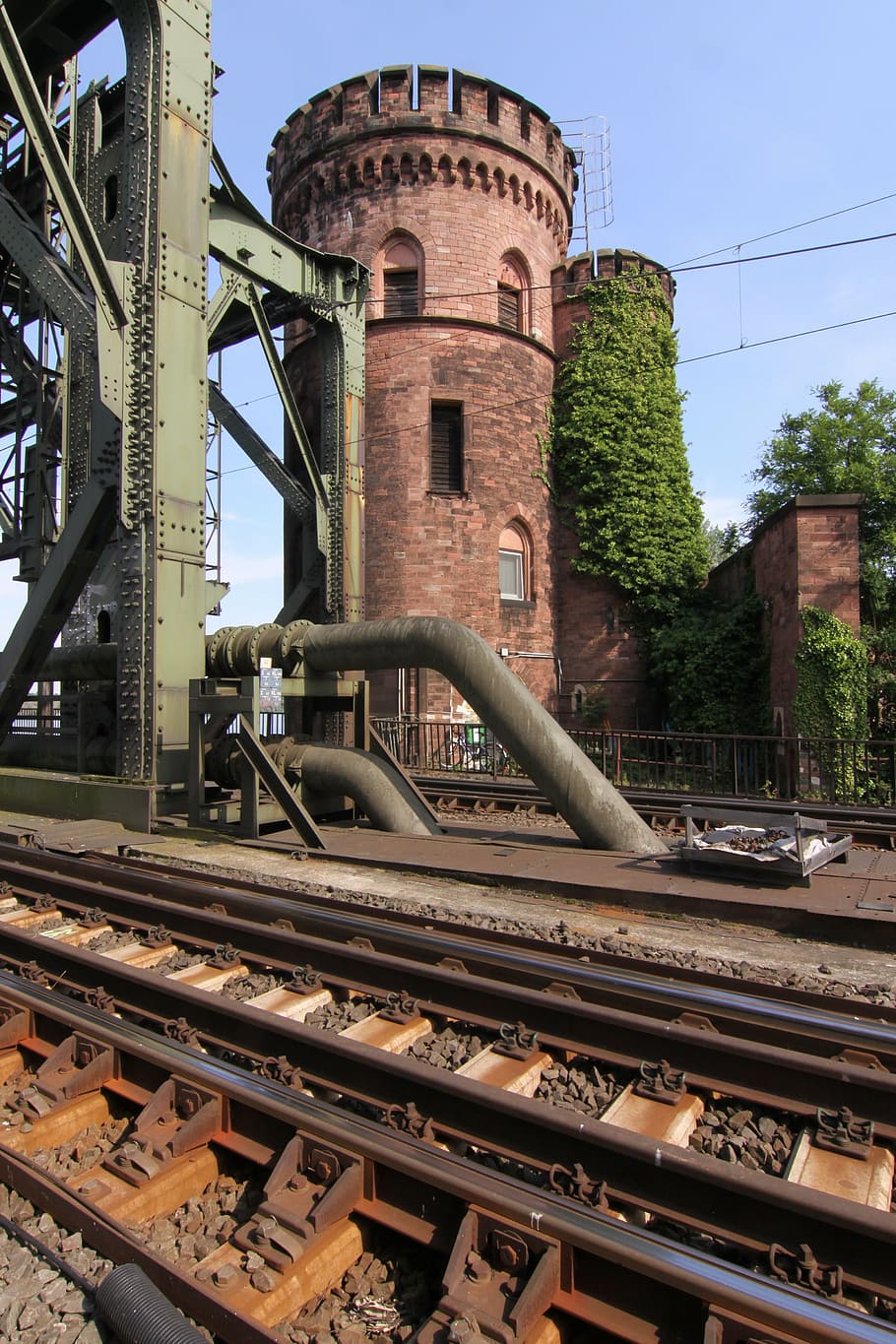 bridge, railway, tower, railroad Track, train, transportation HD wallpaper