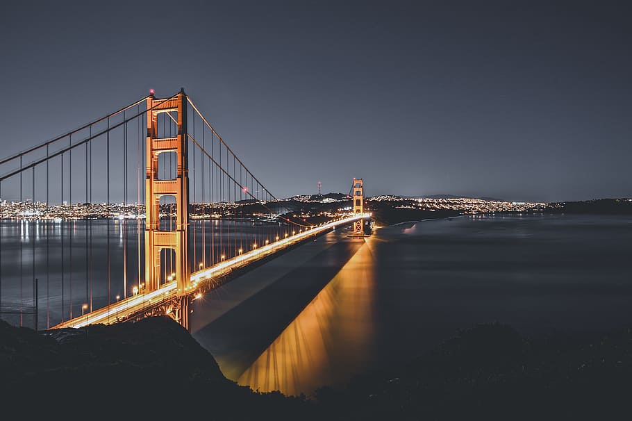 architecture, building, infrastructure, bridge, night, urban HD wallpaper