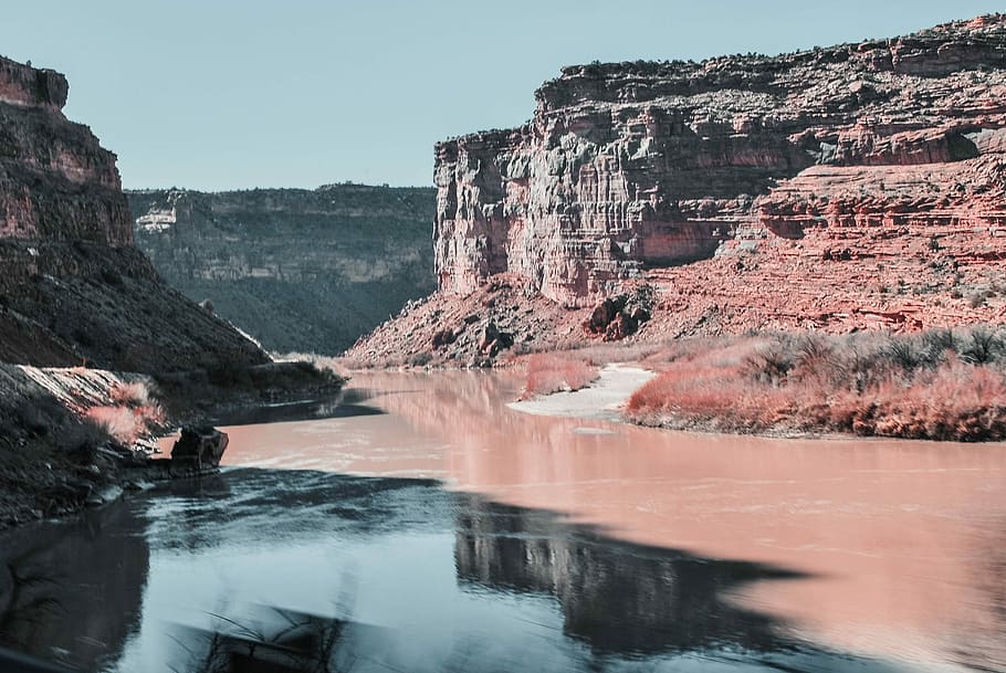 Red rock, photo of Grand Canyon, river, cliff, landscape, water HD wallpaper
