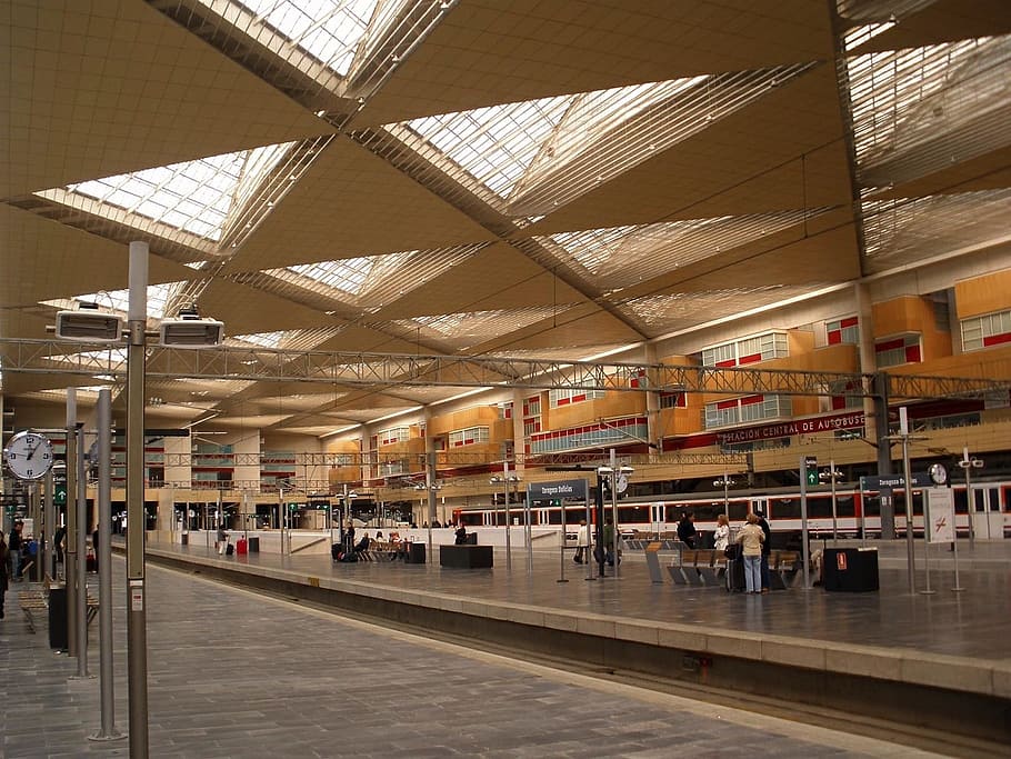 Zaragoza, Spain, Train Station, Depot, railway, tracks, railroad, HD wallpaper