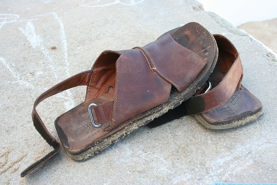 sandal, summer, leather, shoe, abandoned, no people, high angle view HD wallpaper