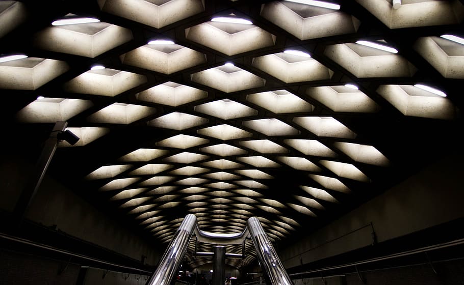 recessed light filled ceiling turned on, white LED light ceiling HD wallpaper