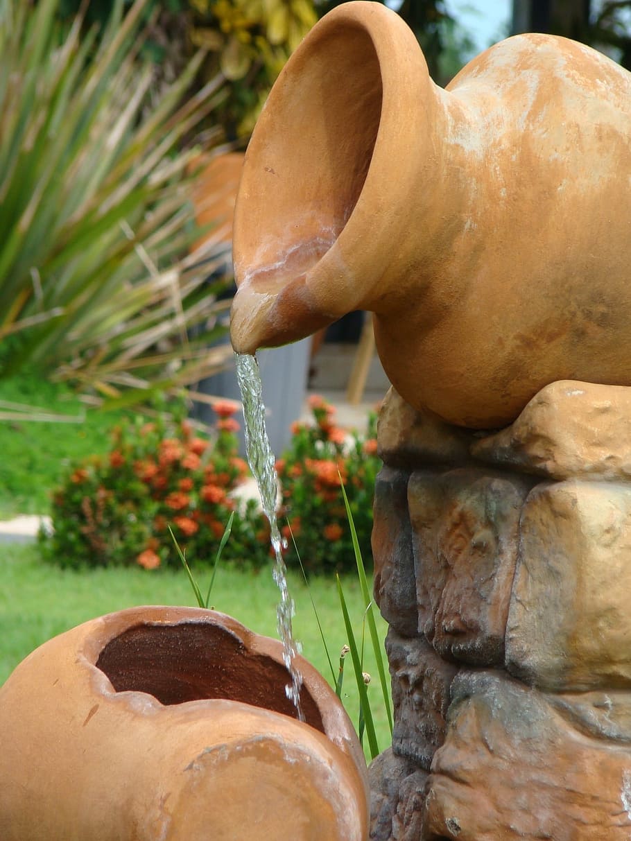 water pouring jar, source, landscaping, garden, art and craft HD wallpaper