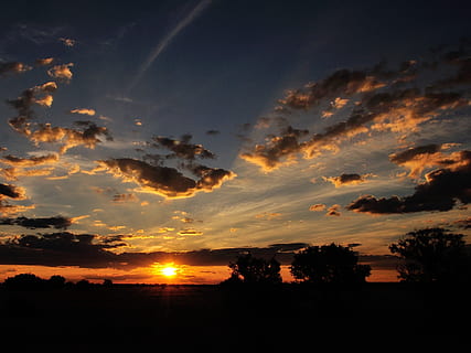 sunset, clouds, contrast, dark blue, orange, sky, cloud - sky HD wallpaper
