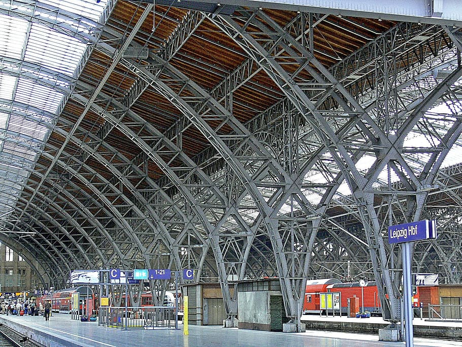 Leipzig Hbf, Carrier, platform hall, stahlbau, metal construction, HD wallpaper