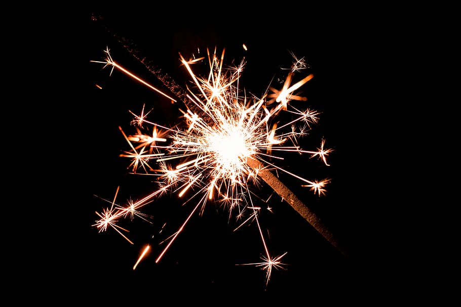 macro photo of sparkler, sparkler fireworks, illuminated, event HD wallpaper