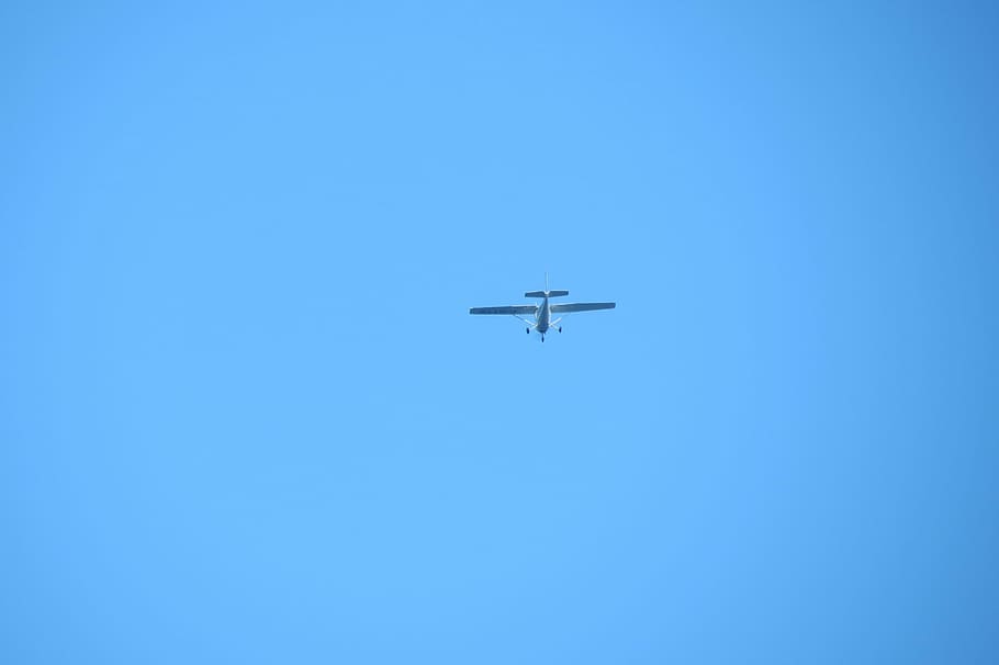 Airplane, sky, blue, flying, clear sky, transportation, air vehicle HD wallpaper