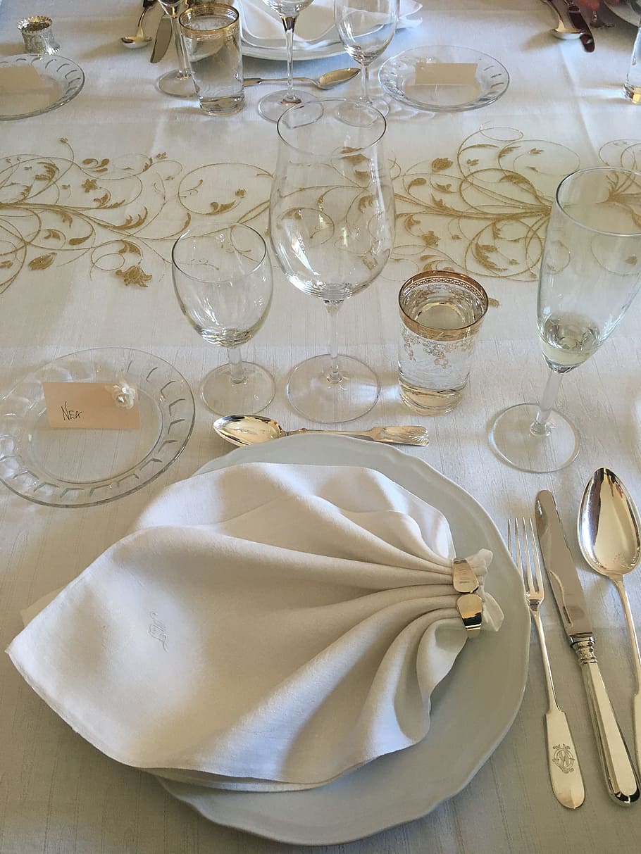 Wedding Reception, Dinner, Table Setting, silverware, plate, HD wallpaper