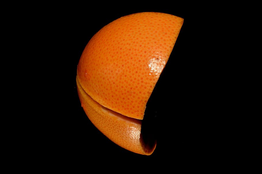 grapefruit, mirror, shared, orange color, black background HD wallpaper
