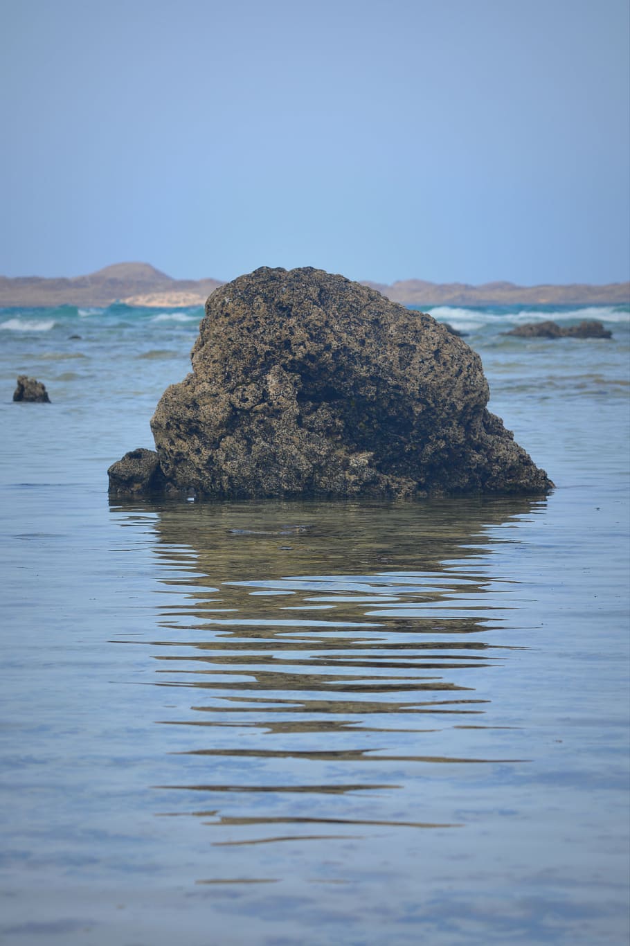 rock, nature, sea, reflection, azure blue, landscape, water HD wallpaper