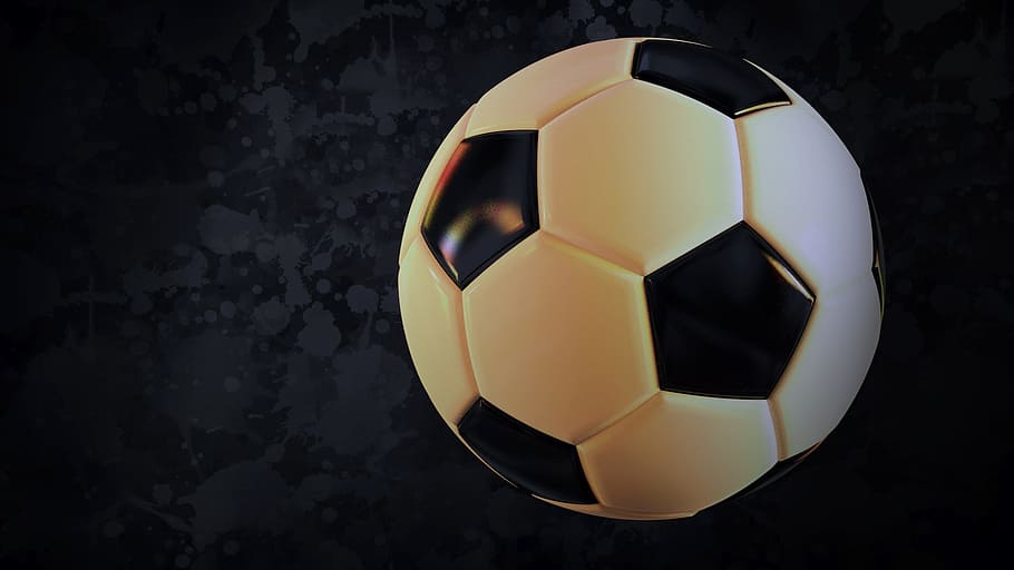 white and black soccer ball on gray surface, football, leather ball, HD wallpaper