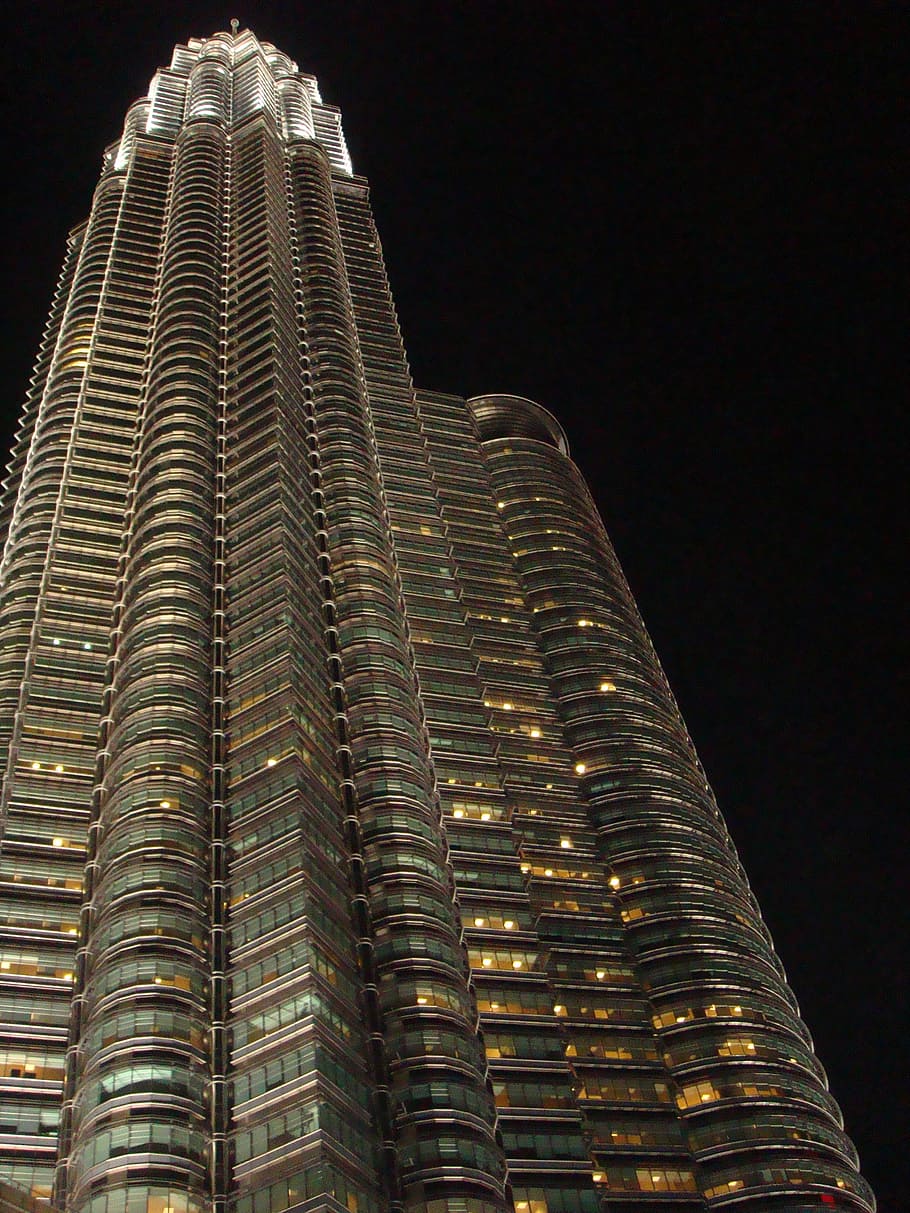 kuala lumpur, skyscraper, building, night, city, office, tower HD wallpaper