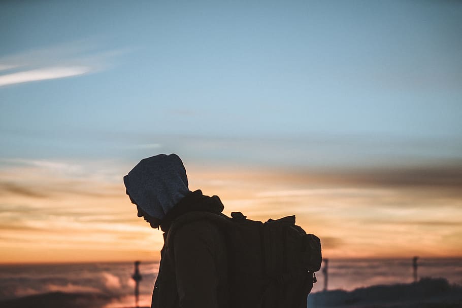 sky, cloud, sunset, outdoor, travel, people, man, hiking, guy HD wallpaper