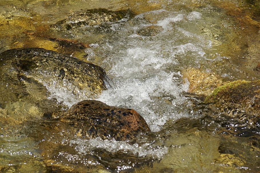 water, current, river, stone, rock, rock - object, solid, high angle view HD wallpaper