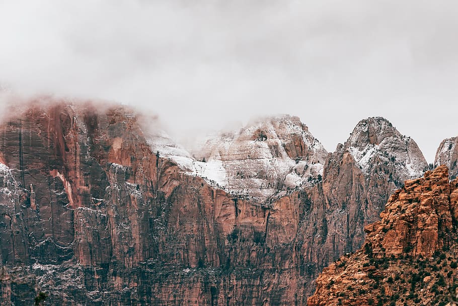 landscape photography of mountains, hill, rock, cliff, nature HD wallpaper