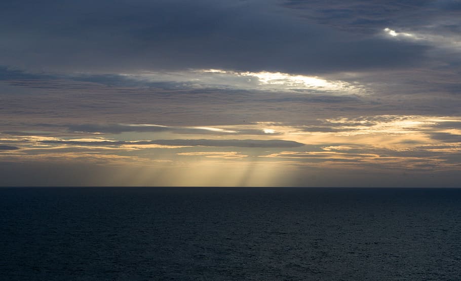 Sunrise, Tynemouth, Sea, Clouds, united kingdom, light, shadow HD wallpaper