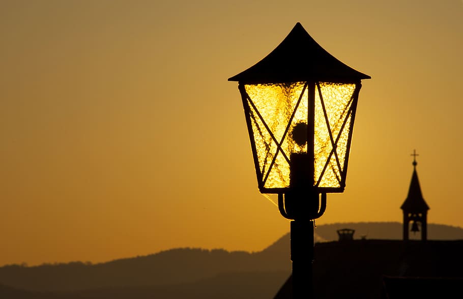 HD wallpaper: lantern, light, lamp, sunset, lighting, historic street ...
