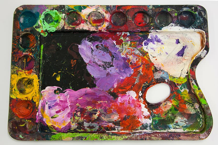 purple, green, and red abstract painting, range, tool, painter HD wallpaper