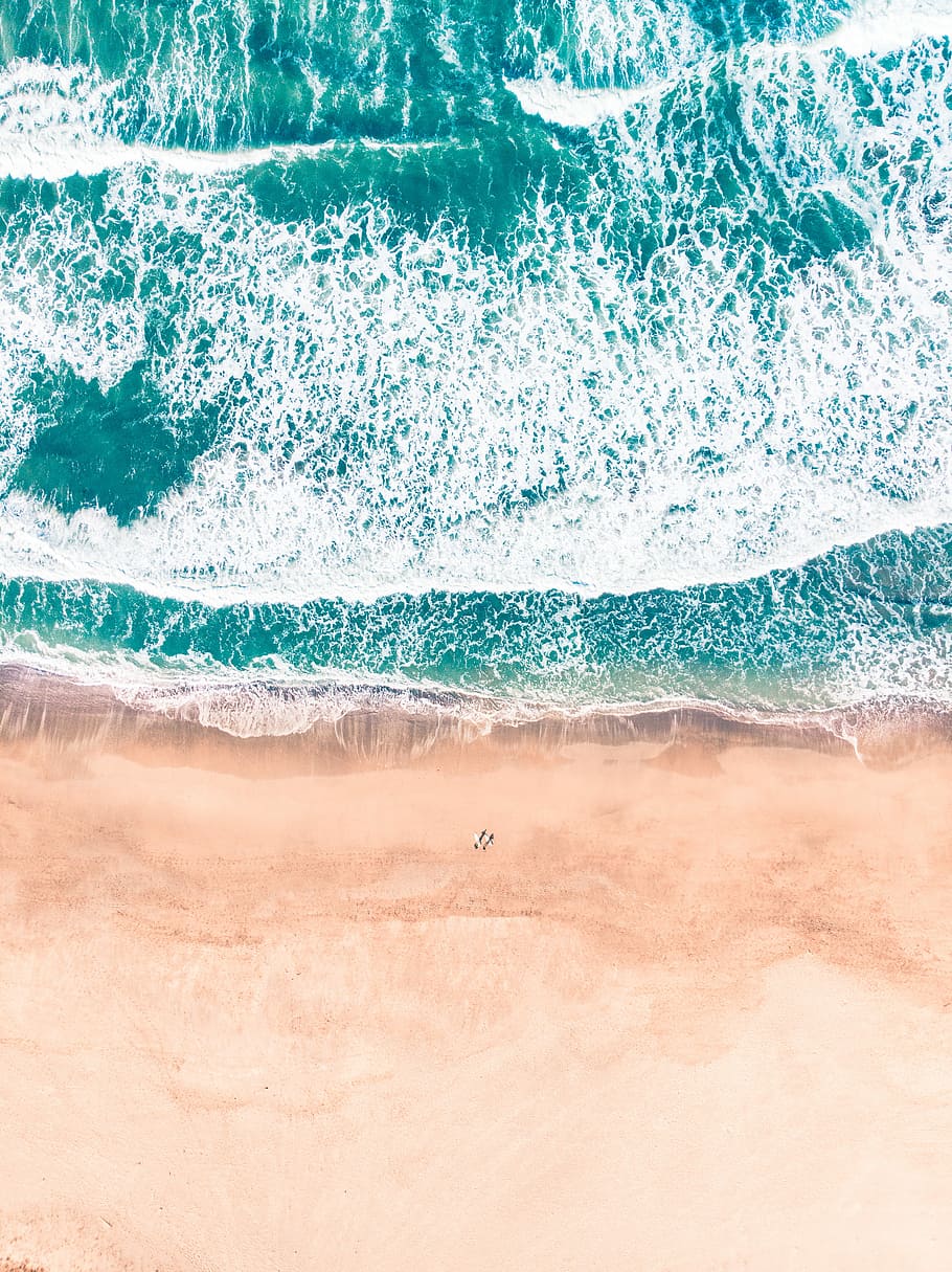 bird's eye view photography of seashore, aerial photography of ocean HD wallpaper