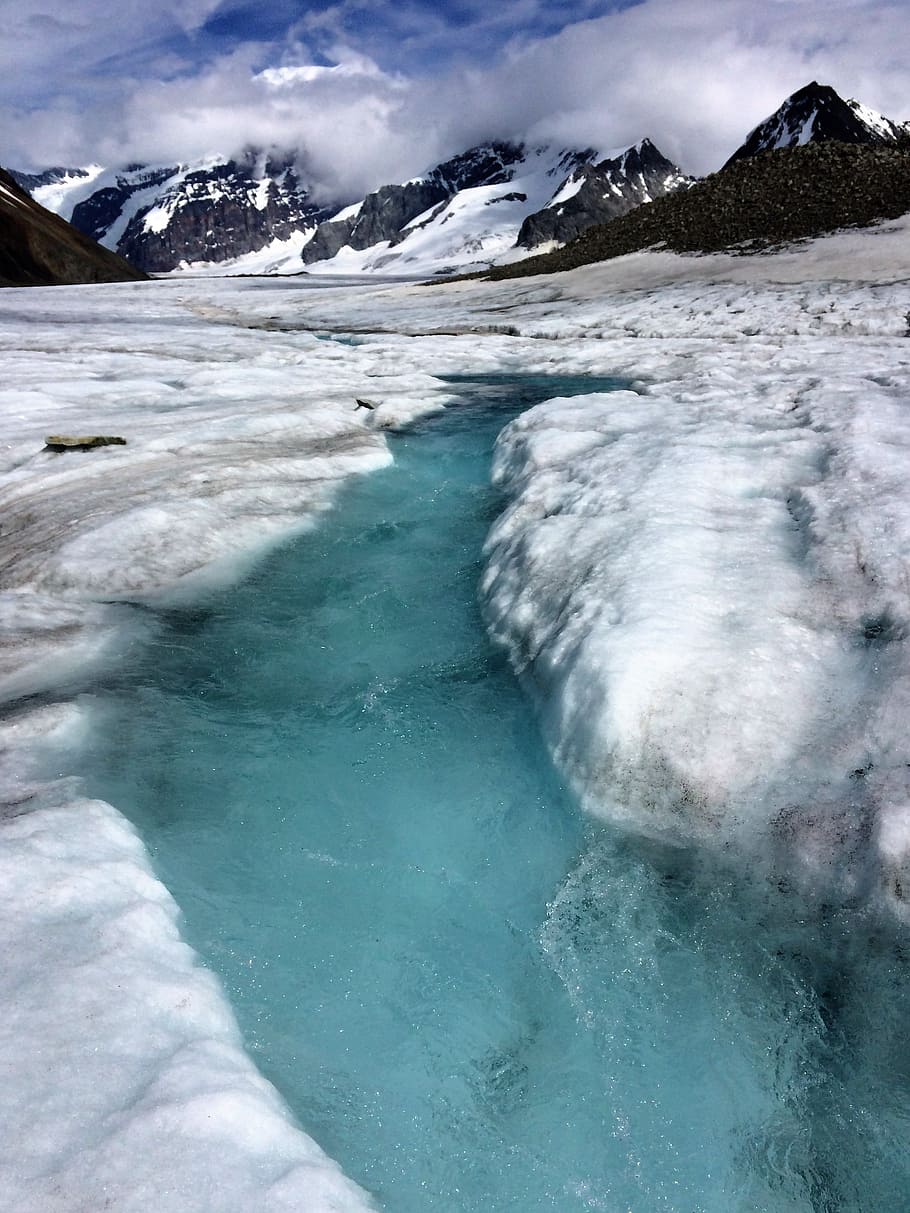 glacier, river, tranquil, cold, wilderness, glacial, melt, clean HD wallpaper