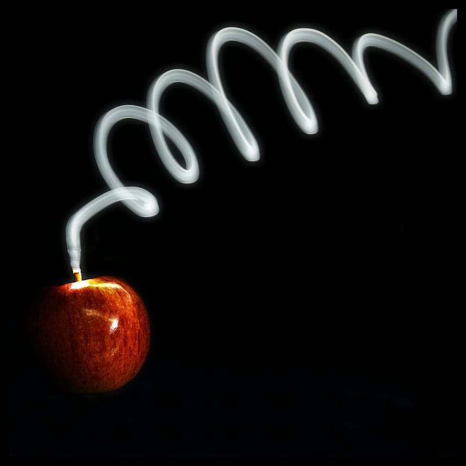 Apple, Fruit, Painting With Light, black background, studio shot HD wallpaper