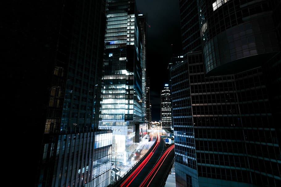 Photo of City during nightime, urban Scene, architecture, skyscraper HD wallpaper