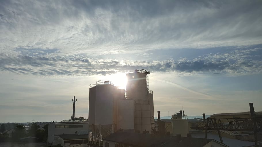Sunrise, Clouds, Nature, industry, factory, sky, no people HD wallpaper